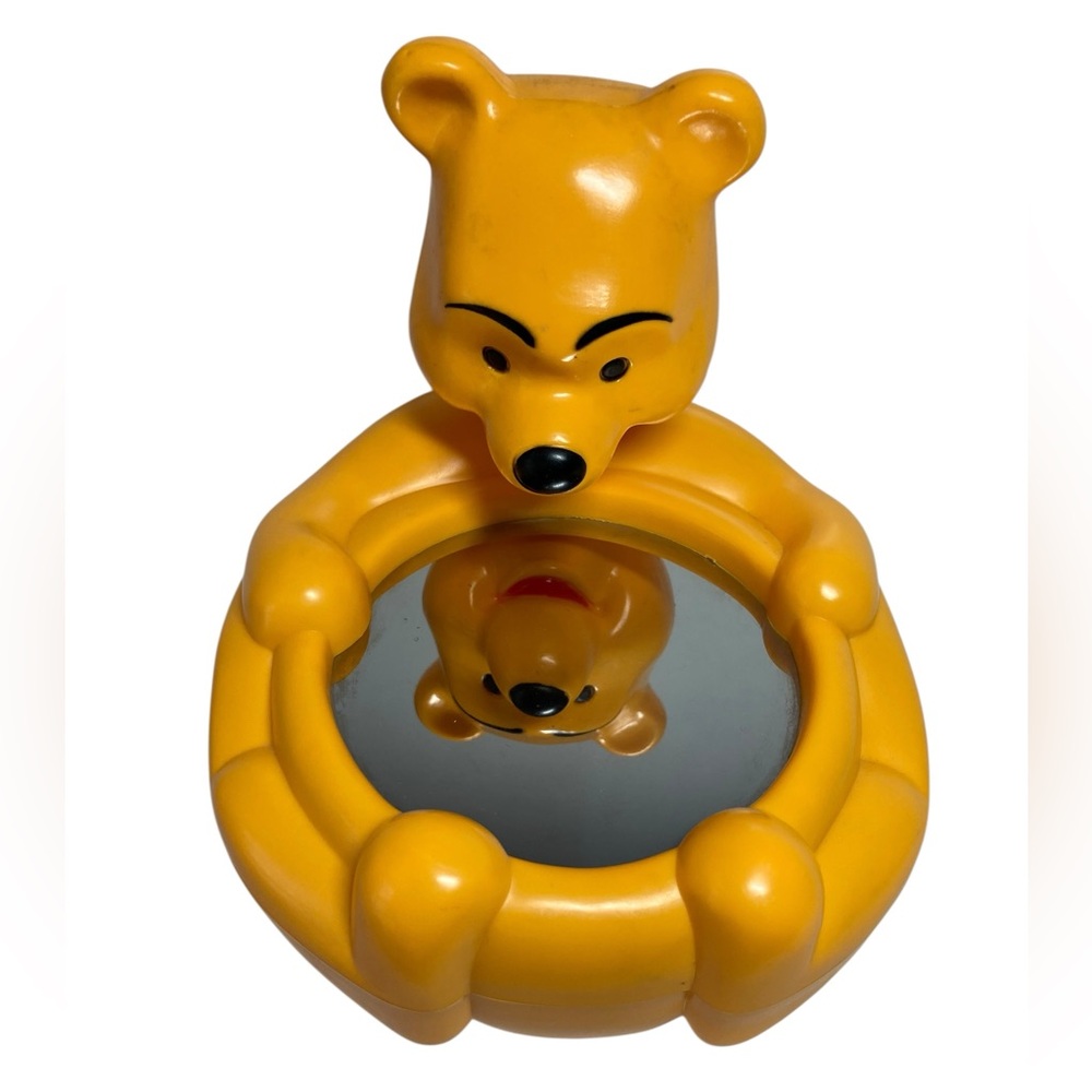 VTG 80s Roll ‘N Play Mirror Winnie the Pooh Shelcore 1983 Chime Movable Head 7"